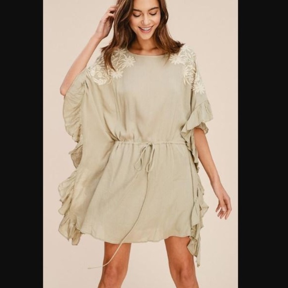 Function & Fringe Dresses & Skirts - EMBROIDERED RUFFLE TUNIC DRESS